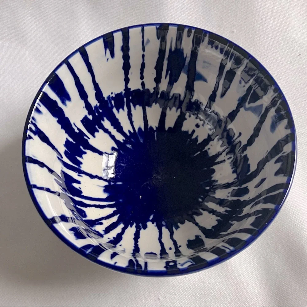 WEST ELM Indigo Tie-Dye Nesting Bowls (2)